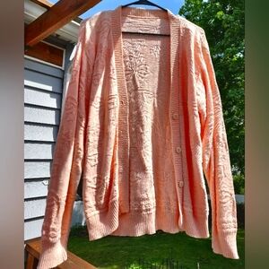 Cottagecore Girlhoodcore Knit Vintage Cardigan With Flower Bouquets and Bows